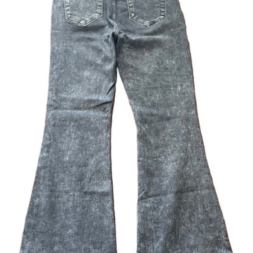 Kancan High Rise Flare Button Front Stonewash Bla… - image 3